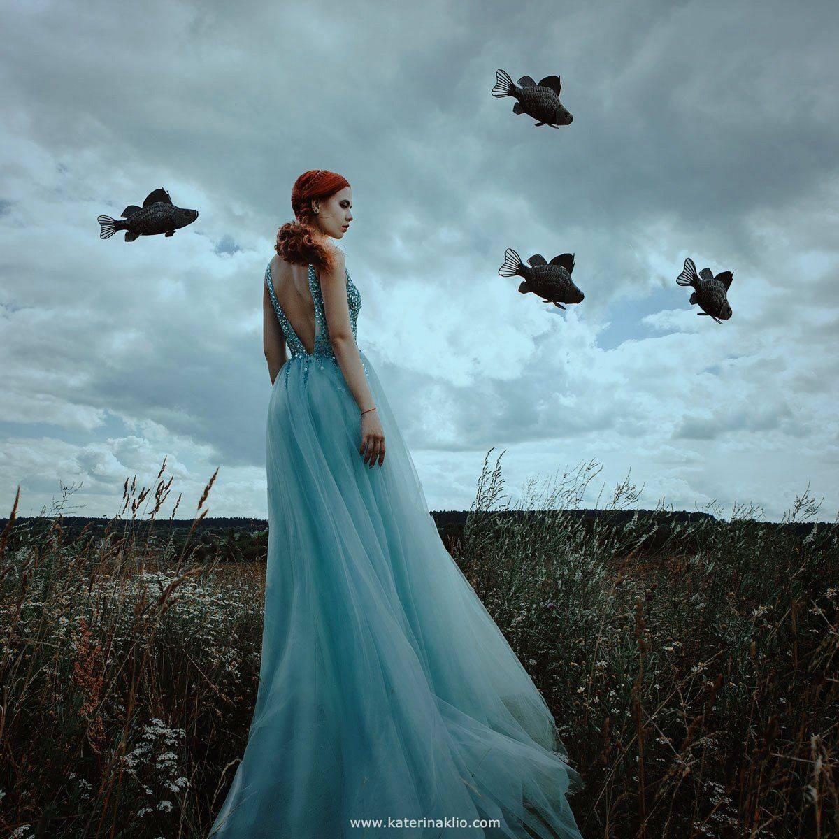 Fish, girl, model, portrait, field, mood, freedom, Катерина Клио