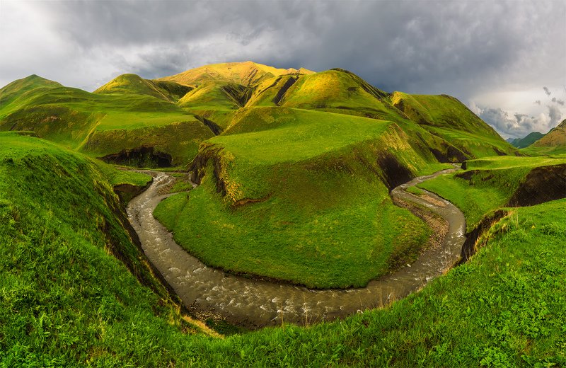 природа, пейзаж, горы, кавказ, природа россии, дикая природа, закат, свет, облака, вечер, весна, *** фото превью