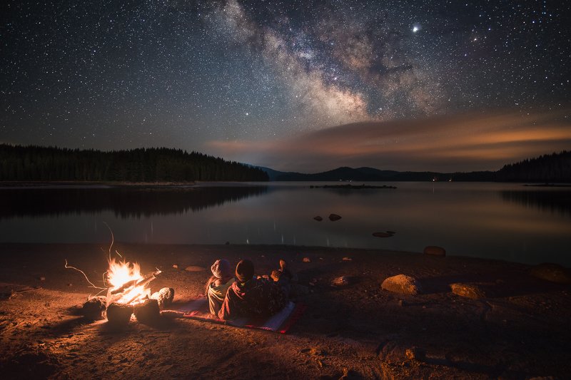 fire, bulgaria, shiroka polyana dam, stars, milky way, romantic Life under the stars фото превью