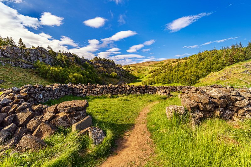 пейзаж, солнце, долина, исландия, камни,природа Тропа фото превью