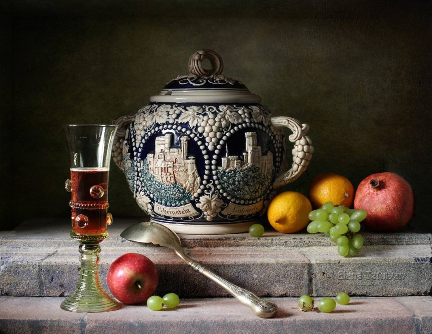 крюшон, крюшонница, лесное стекло, фрукты, бокал, Елена Татульян