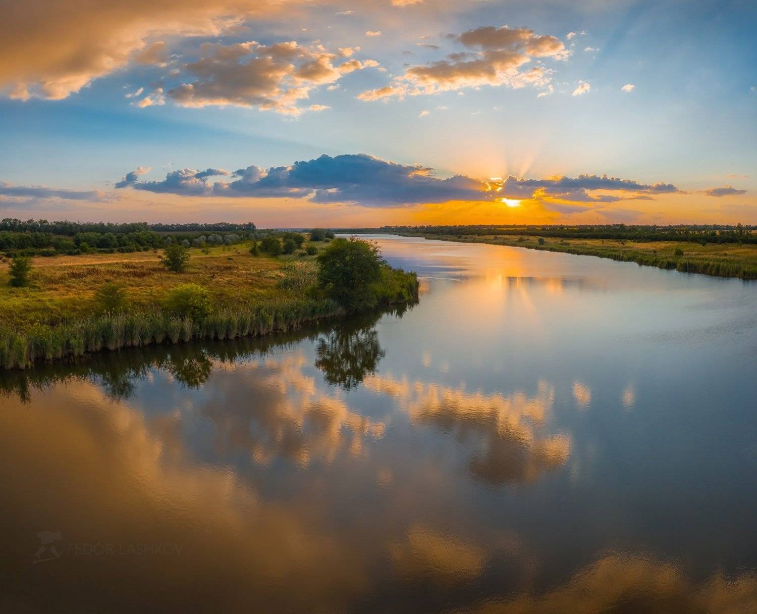 Ставропольский край, путешествие, Mavic, квадрокоптер, аэросъёмка, полёт, заказник, облака, небо, закат, лето, отражение, берег,  , Лашков Фёдор