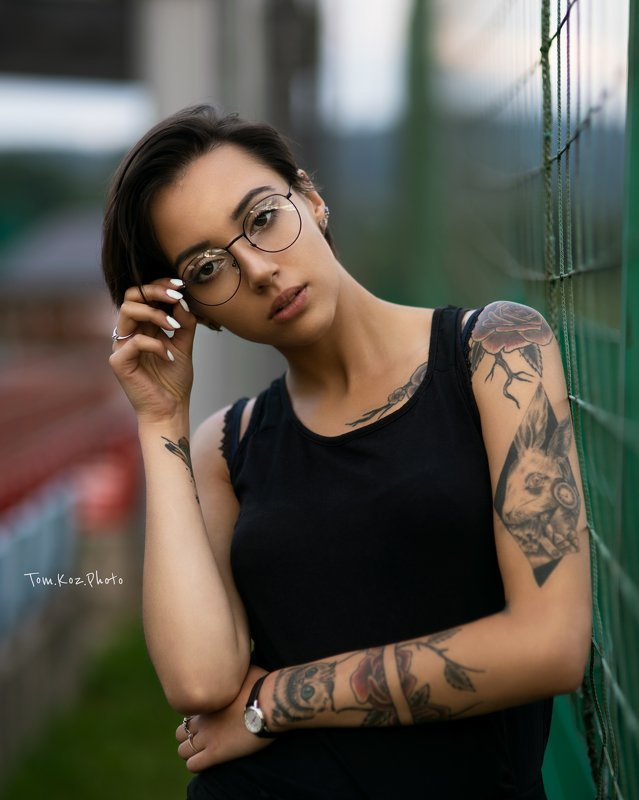 girl, nikon, d850, shorthair, glasses, tattoo, poland, 85mm Ewa фото превью