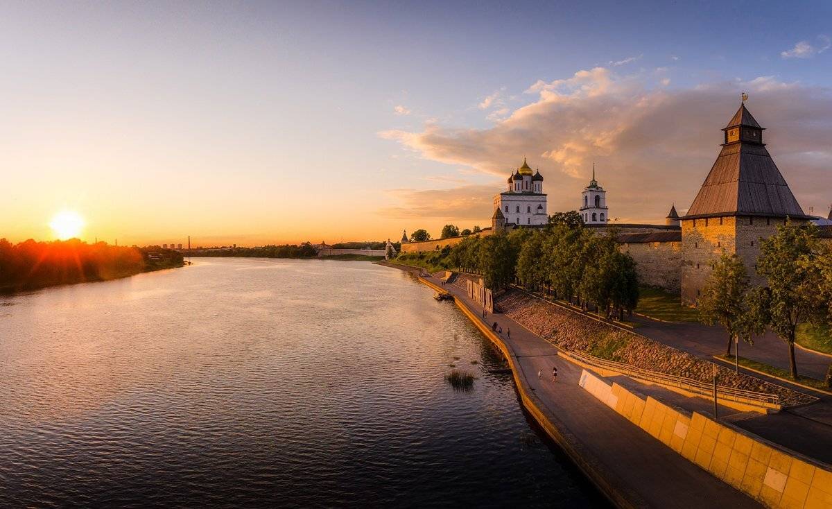 псков, россия, река, великая, лето, закат, Майя Афзаал