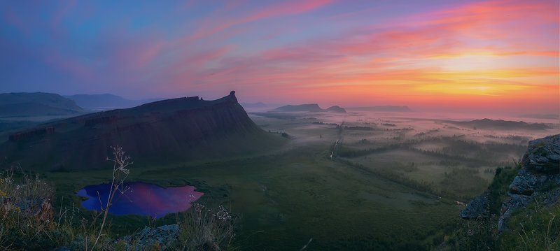 хакассия, сундуки, рассвет, туманная долина, степь, путешествие, Магия Хакасских пейзажей... фото превью