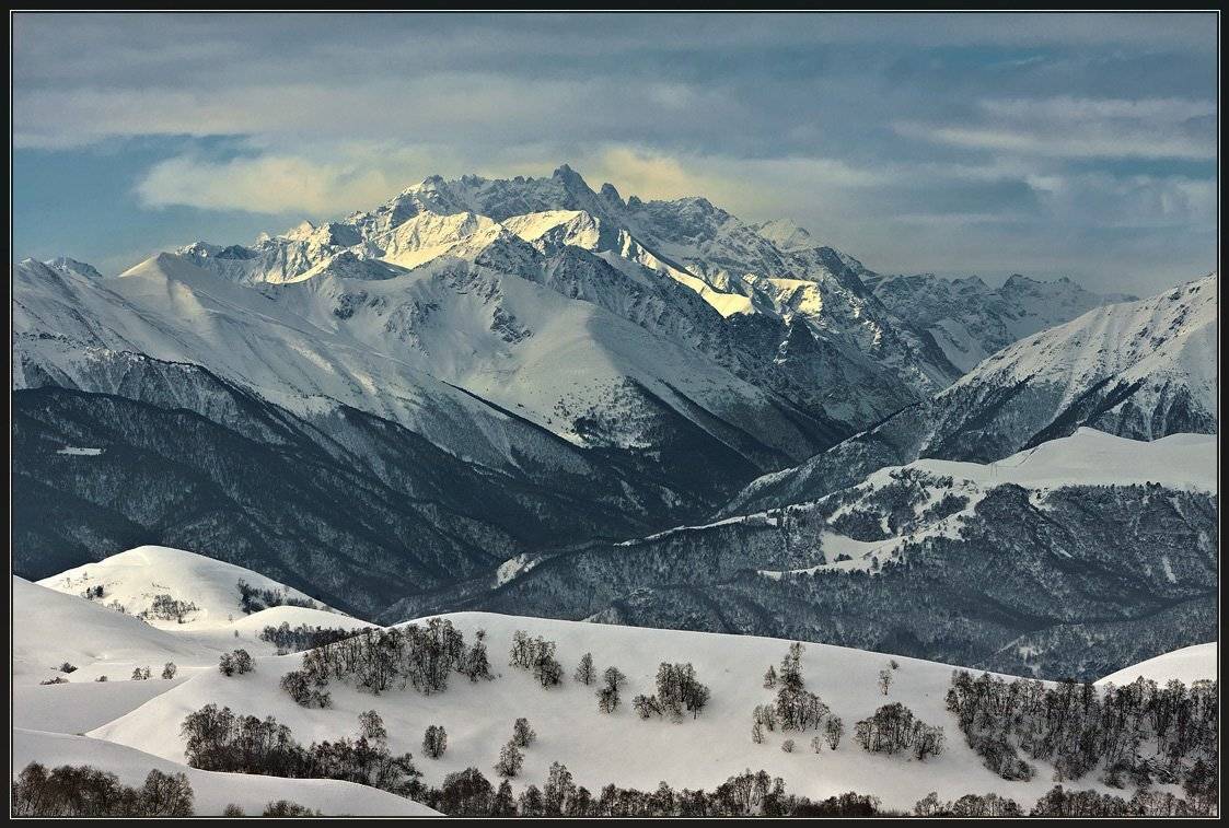 горы, кавказ, зима, рассвет, утро, Николай Стюбко