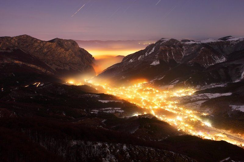 ночь, горы, пейзаж, болгария, туман, night, bulgaria, landscape, mountains, mist Лава | Lava фото превью