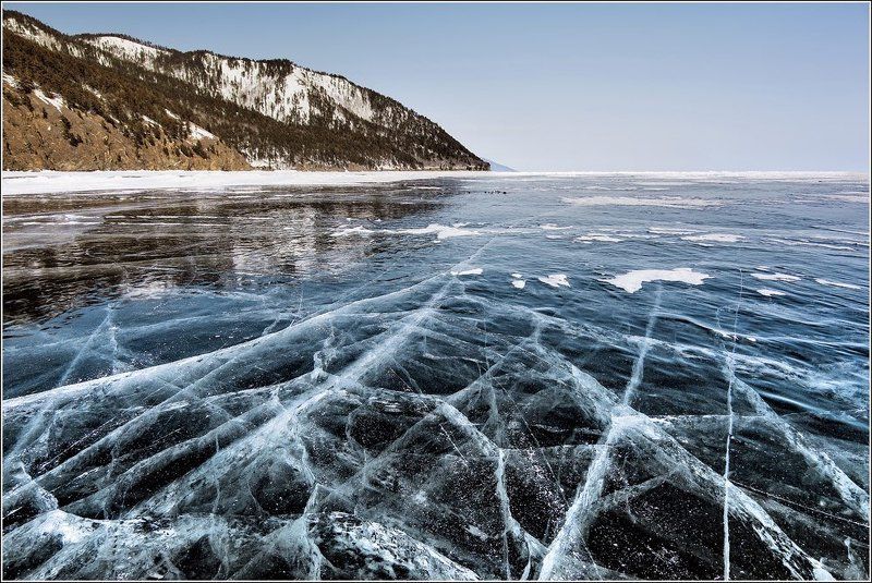 байкал, лёд Весенний пейзаж Байкала фото превью