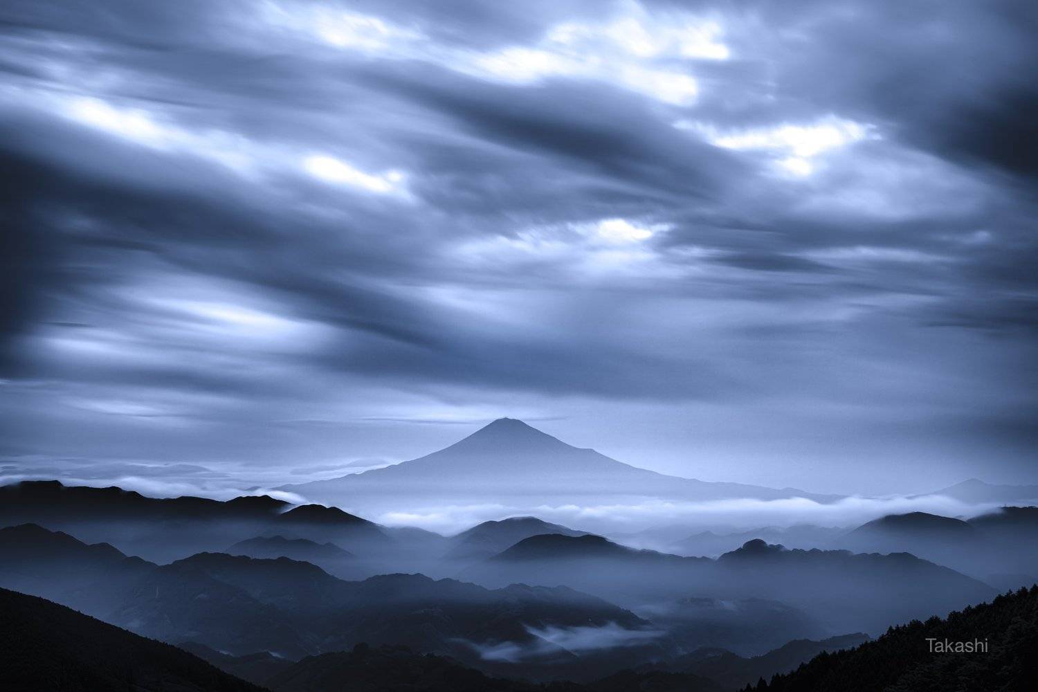 Fuji,mountain,Japan,clouds,gray,amazing,blue,, Takashi