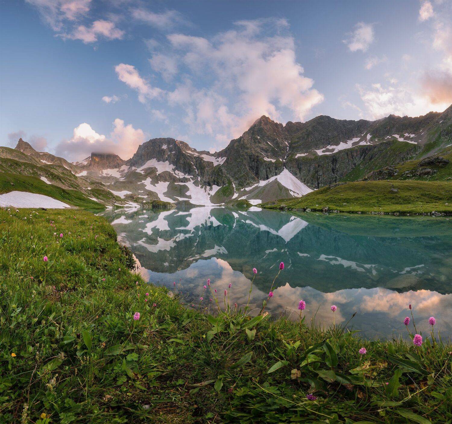 северный, кавказ, большое имеретинское озеро, вечер, июль,, Николай Мысливцев