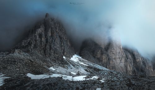Tre Cime Хмурое утро в Доломитах