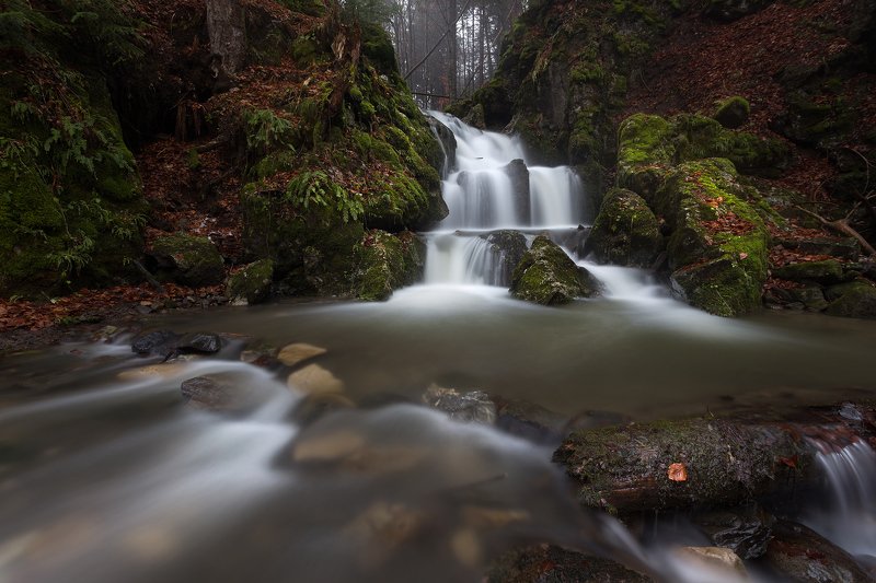 slovaka, waterfall, water, mountain, rock, long exposure, nature, forest, fog, Kremnicke vrchy фото превью