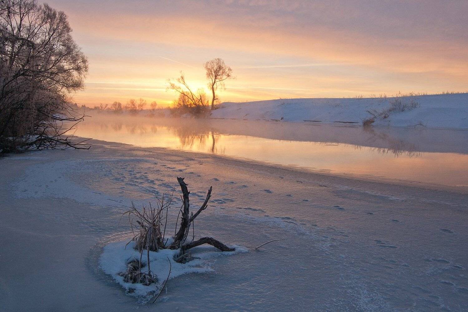 утро, река, упа, пейзаж, якшино, Михаил Агеев