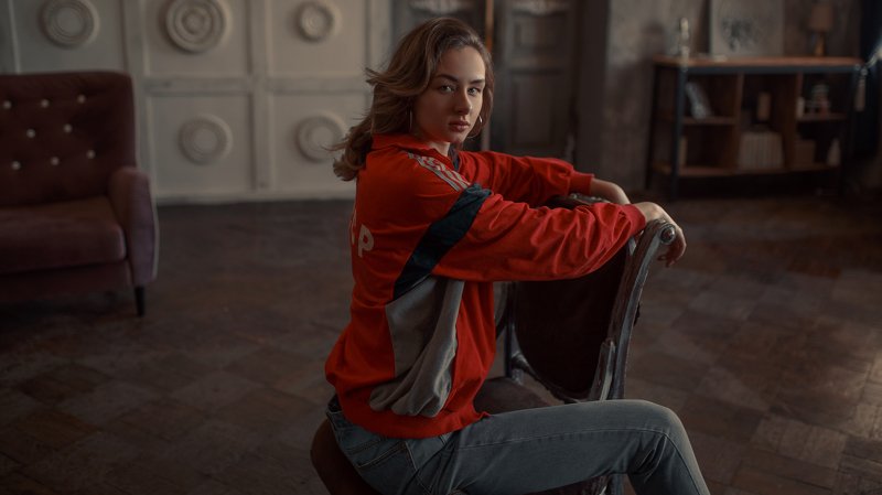 портрет, девушка, интерьер, 1986 фото превью