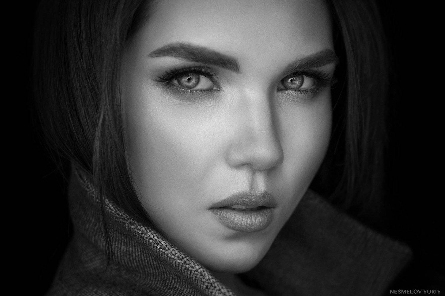 girl, portrait, art, девушка, портрет, черно-белое, blackandwhite, Несмелов Юрий