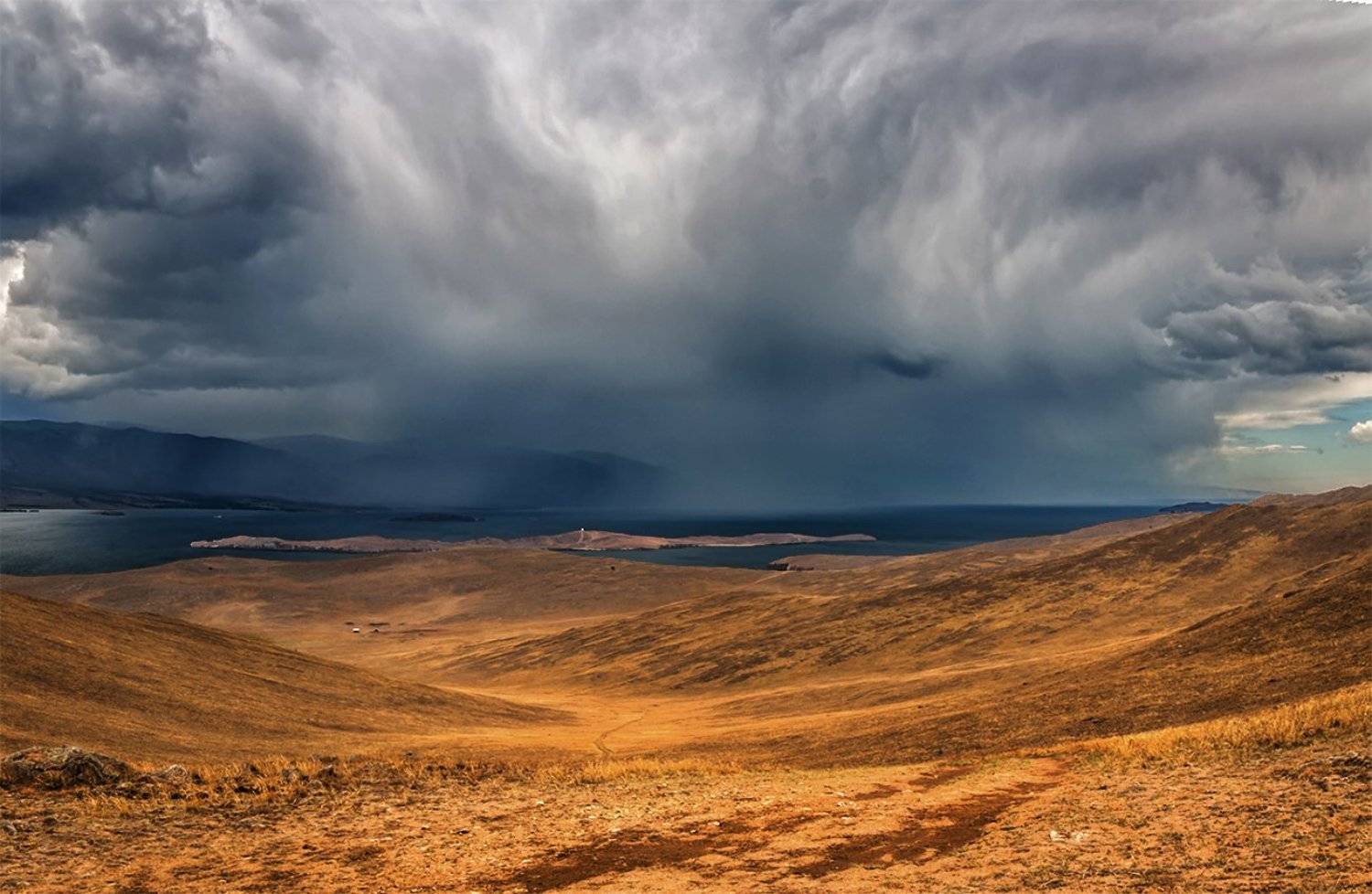 природа, пейзаж, сибирь, озеро, байкал, лето, дождь, Альберт Беляев