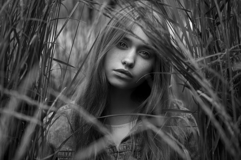 портрет, девушка, чб *** фото превью