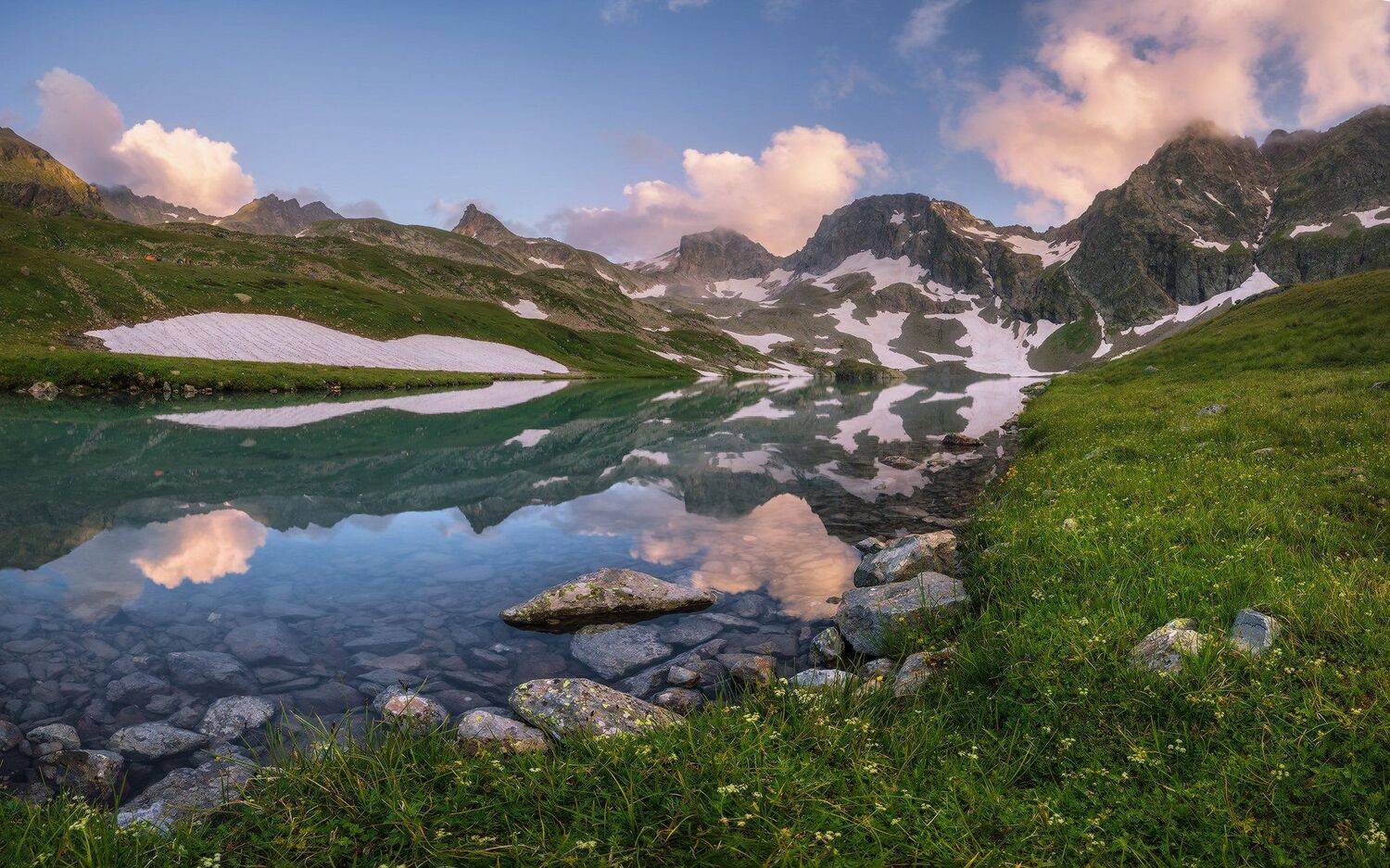 северный, кавказ, большое имеретинское озеро, вечер, июль,, Николай Мысливцев