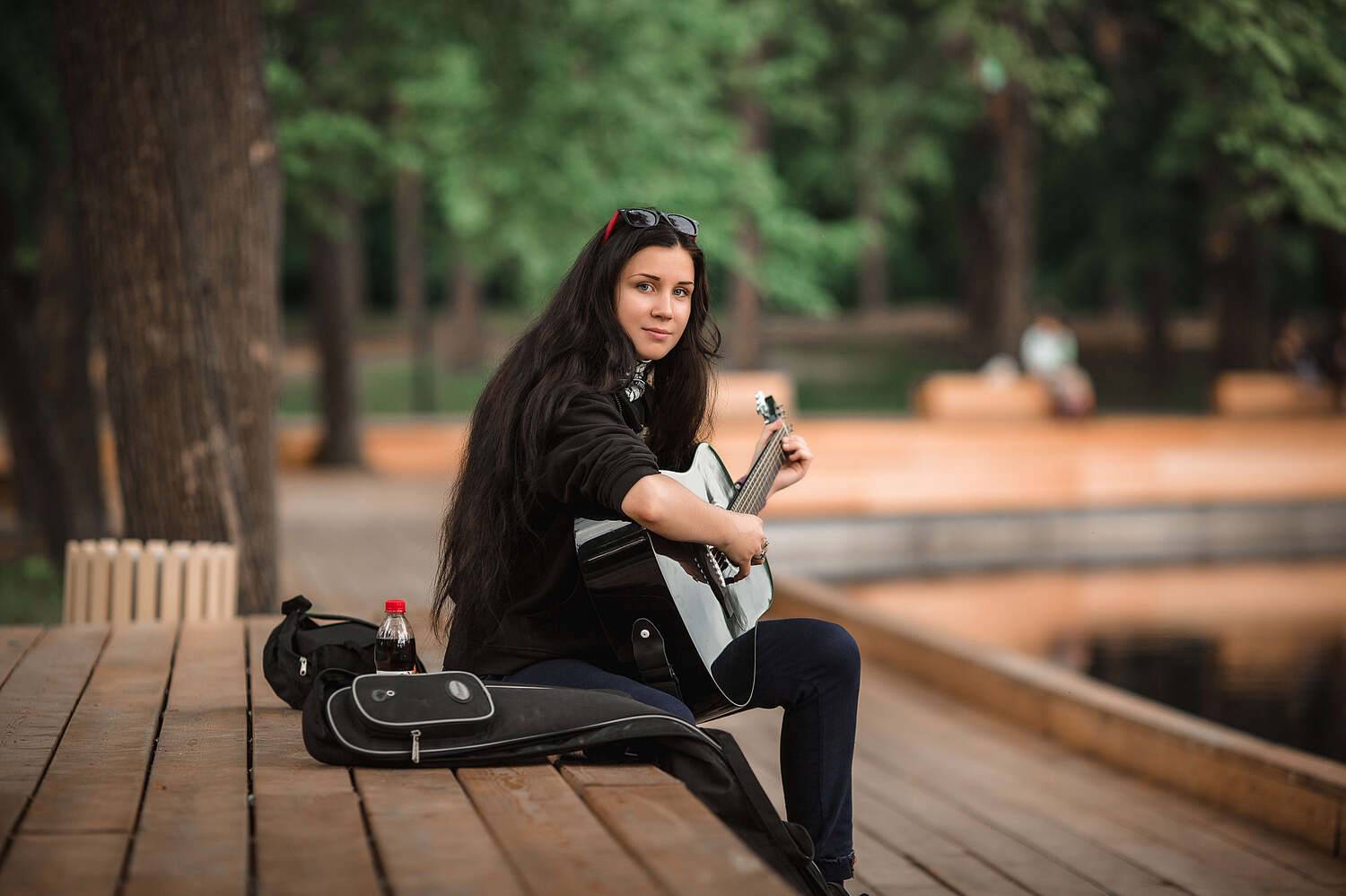девушка, парк, репортаж, гитара, Владимир Васильев