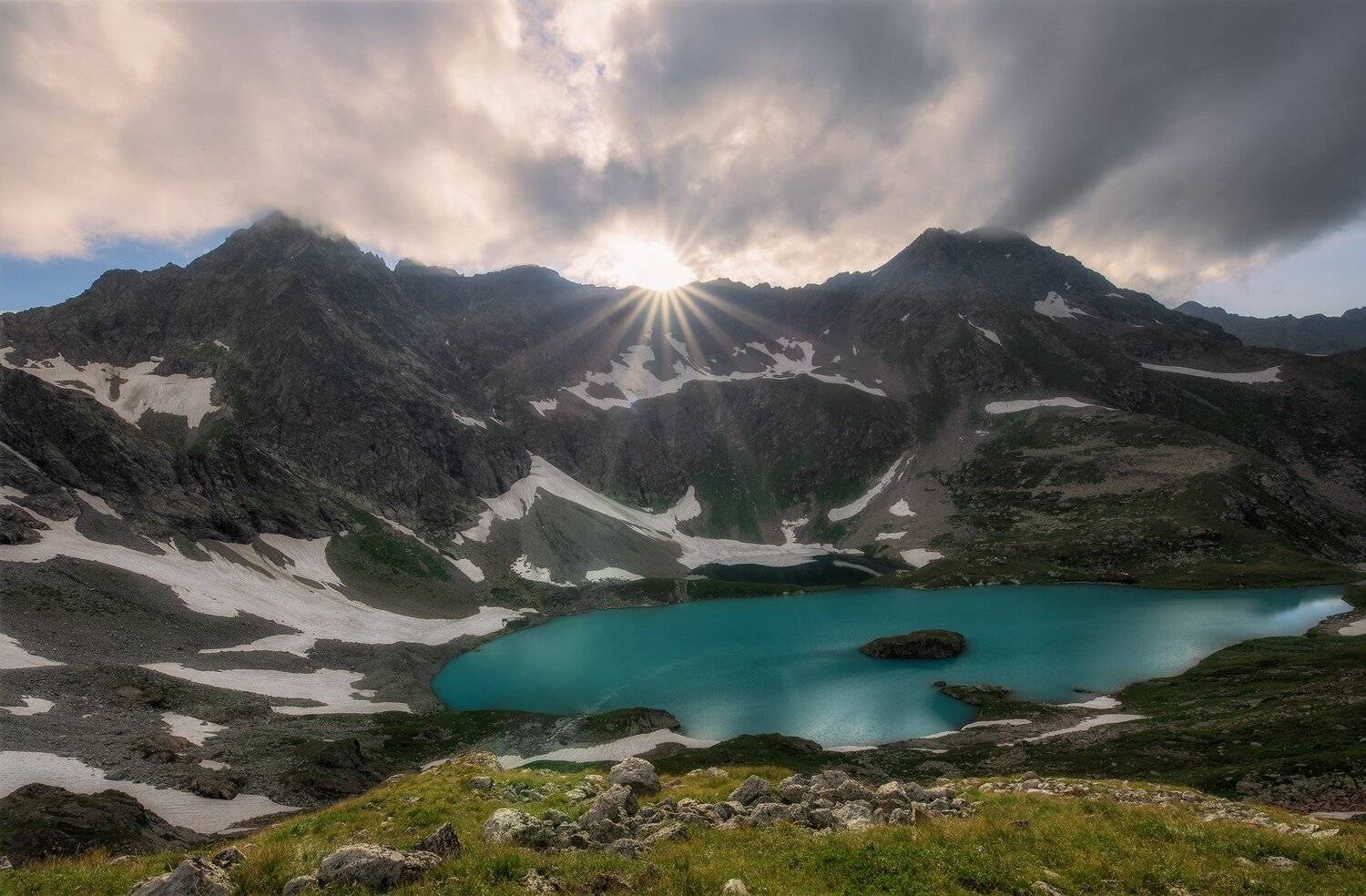 северный, кавказ, большое имеретинское озеро, вечер, июль,, Николай Мысливцев