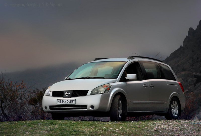 автомобиль,	nissan, тачка,	nissan quest, машина 3,5-литровая классика в горах фото превью