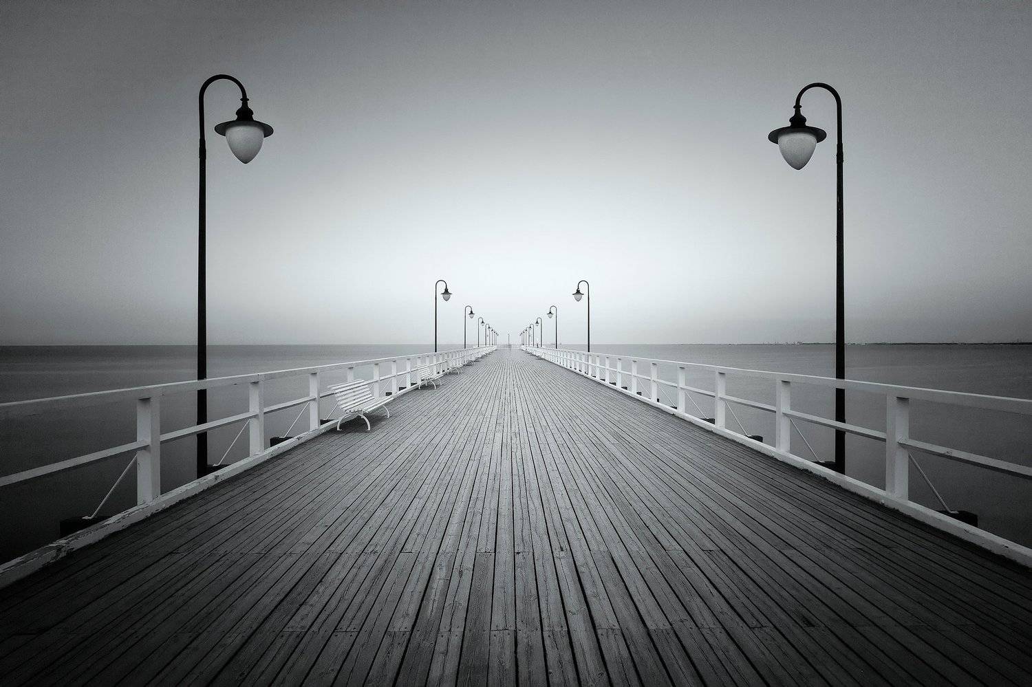 pier, baltic, poland, bw, sea, wooden, nobody,, , Adrian Misiak
