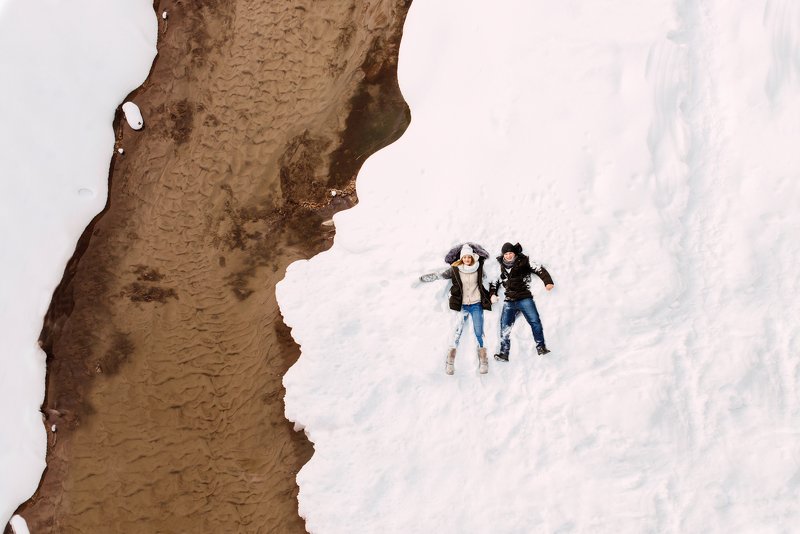 пара, любовь, зима, река, концепт, образ, люди Душа реки фото превью