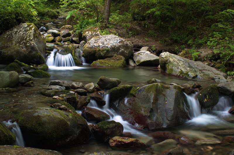 горы август речка Прохлада горной речки. фото превью