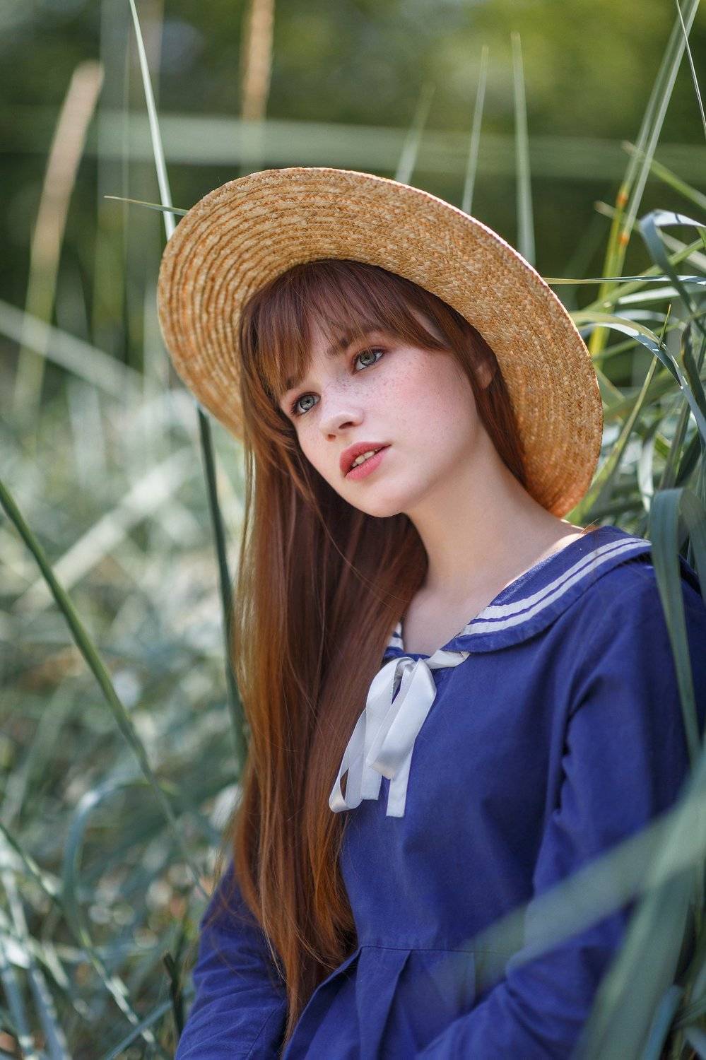 девушка, юная, рыжие волосы, длинные волосы, голубые глаза, взгляд, лето, естественный свет, canon, Оксана Ведмеденко