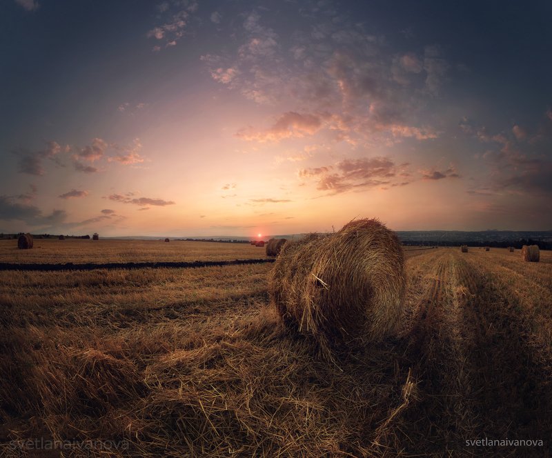 закат, горы, поле, ессентуки, лето, ставропольский край, предгорный район, кмв, трактор, уборка На закате лета... фото превью