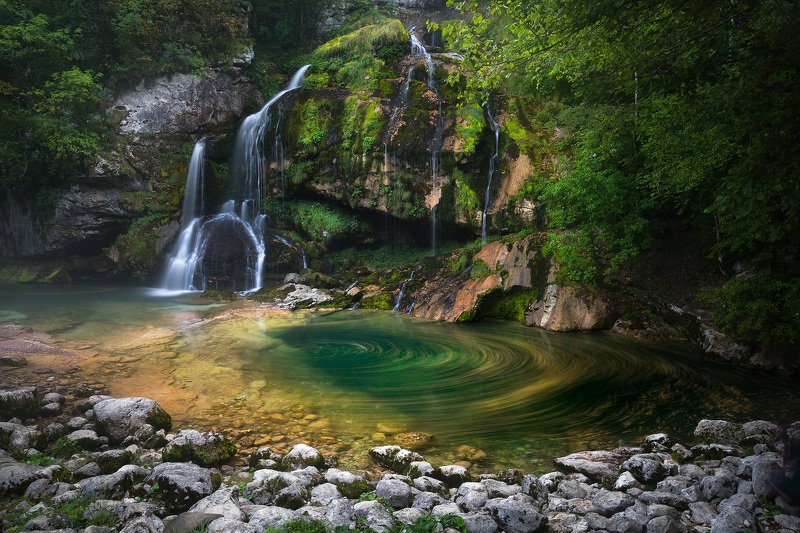 slovenia, waterfall, water, virje, nature, long exposure, slap, rock, mountain, trees, Slovenia фото превью