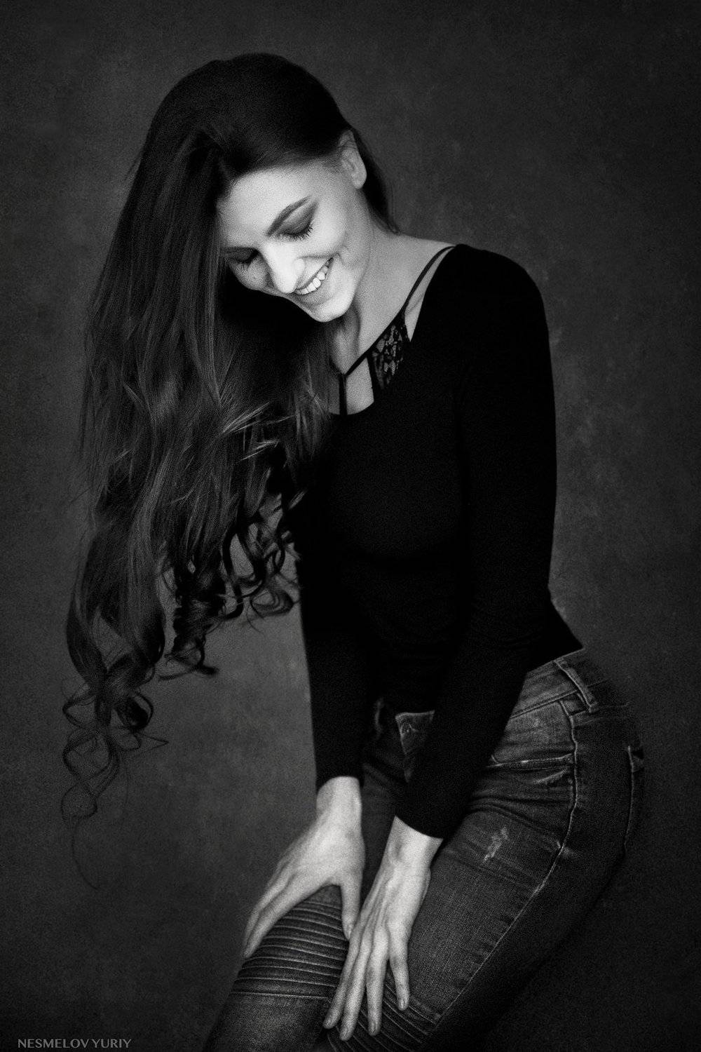 girl, portrait, art, девушка, портрет, черно-белое, blackandwhite, Несмелов Юрий
