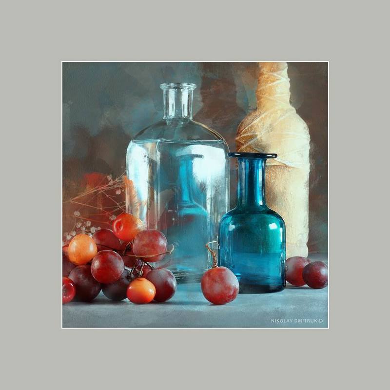 натюрморт красный виноград.  1. 2019. фото превью