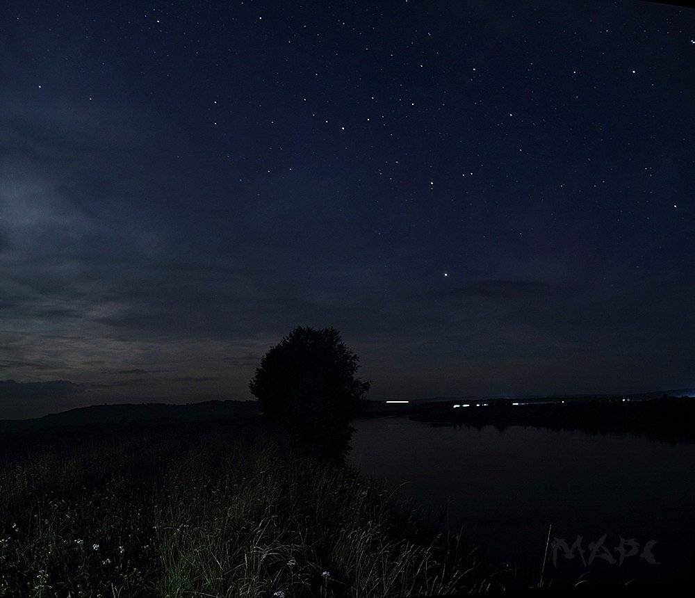 пейзаж ночь лес река башкирия река ай, Шангареев Марс