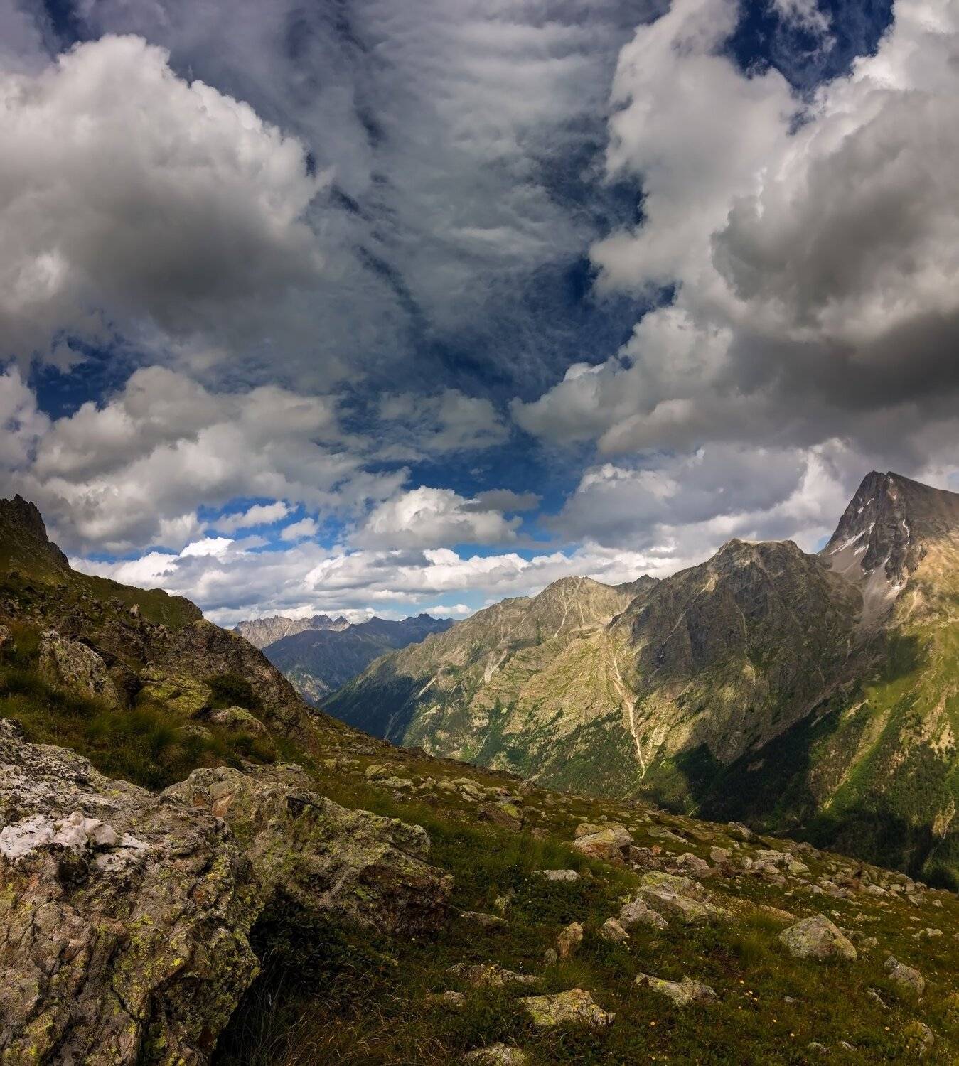 горы, облака, кавказ, Эстелла