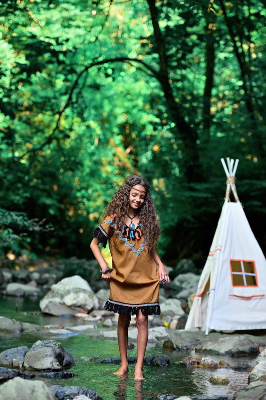 девочка водопады Утро фото превью