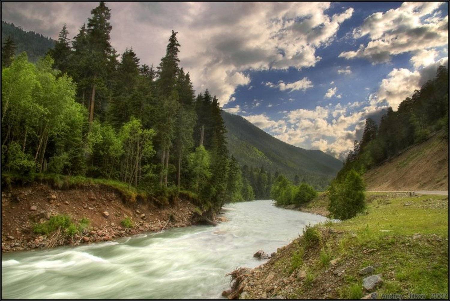 лето, кавказ, река, пейзаж, Андрей Житков
