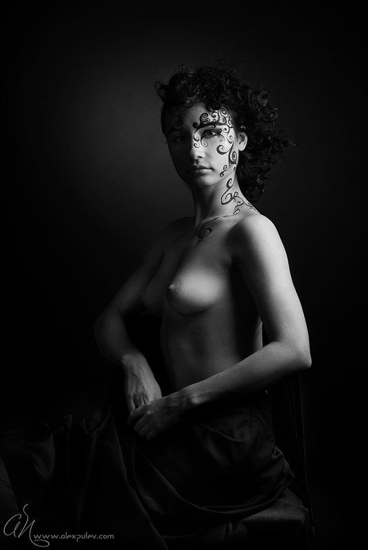 ню,ажур,девушка,студия,стиль,мэйкап Черный ажур фото превью