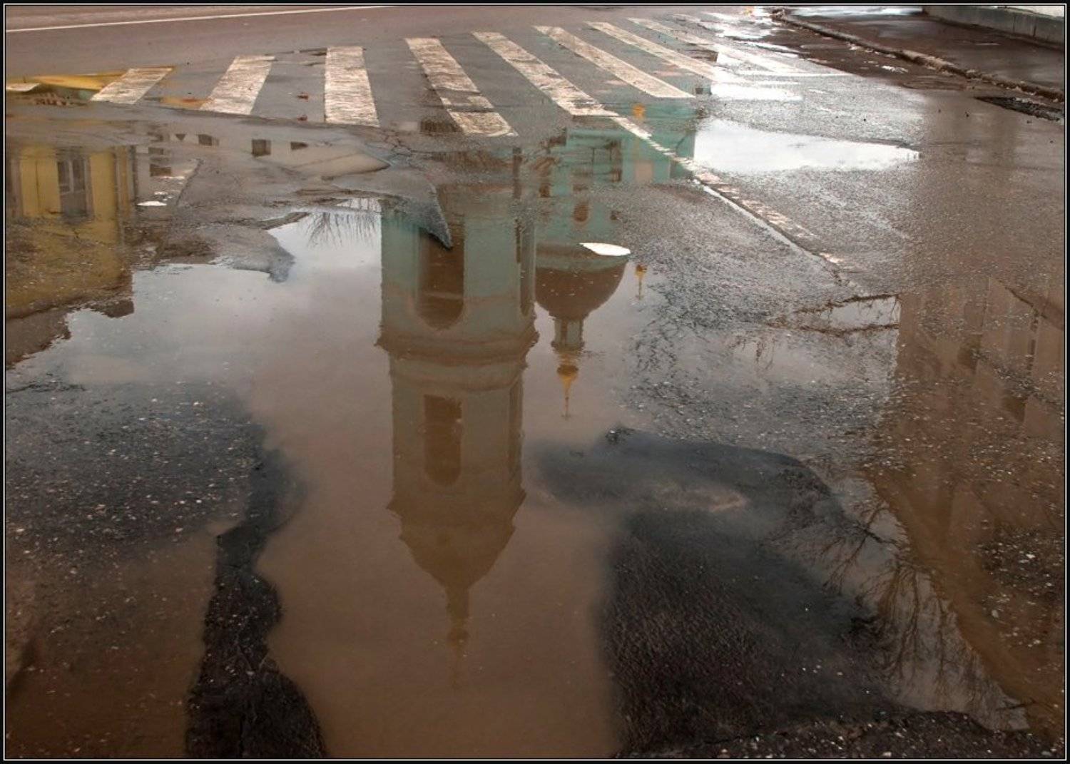 весна, отражение, лужа, церковь, Алёна