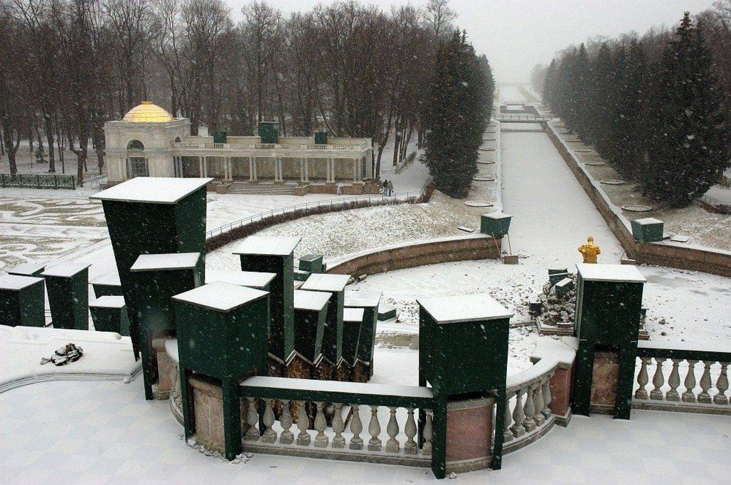 петергоф, зима, аллея фонтанов, одинокий самсон, депрессивный питер, Kaiser Sozo