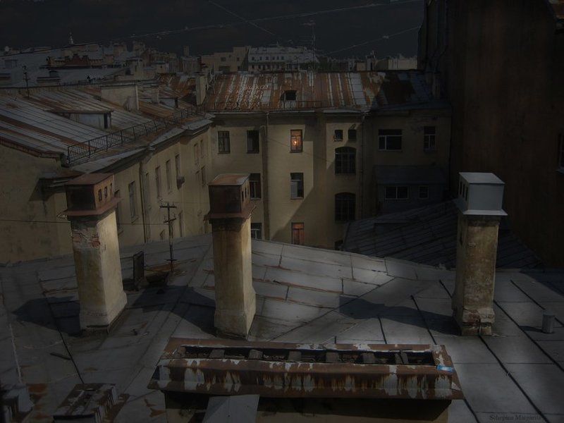 крыши, ночь, петербург Вечерняя сказка фото превью