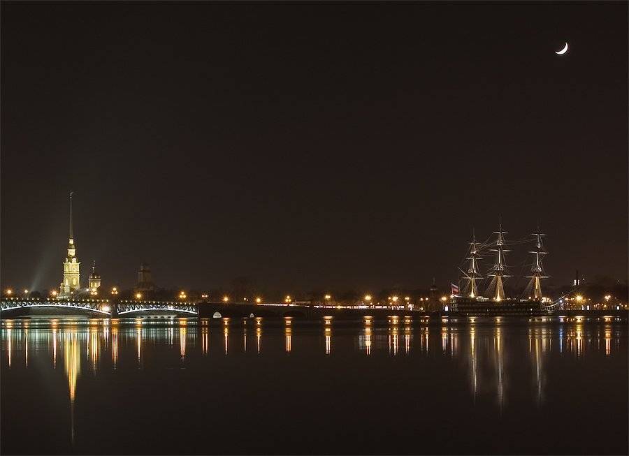 петербург, нева, ночь, луна, весна, Kirill Shapovalov
