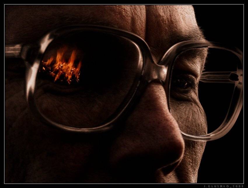 костер, пламя. очки, Игорь Глушко