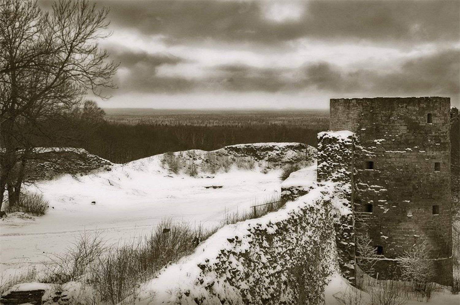 крепость капорье,лес,облака,время, Евгений Пугачев.