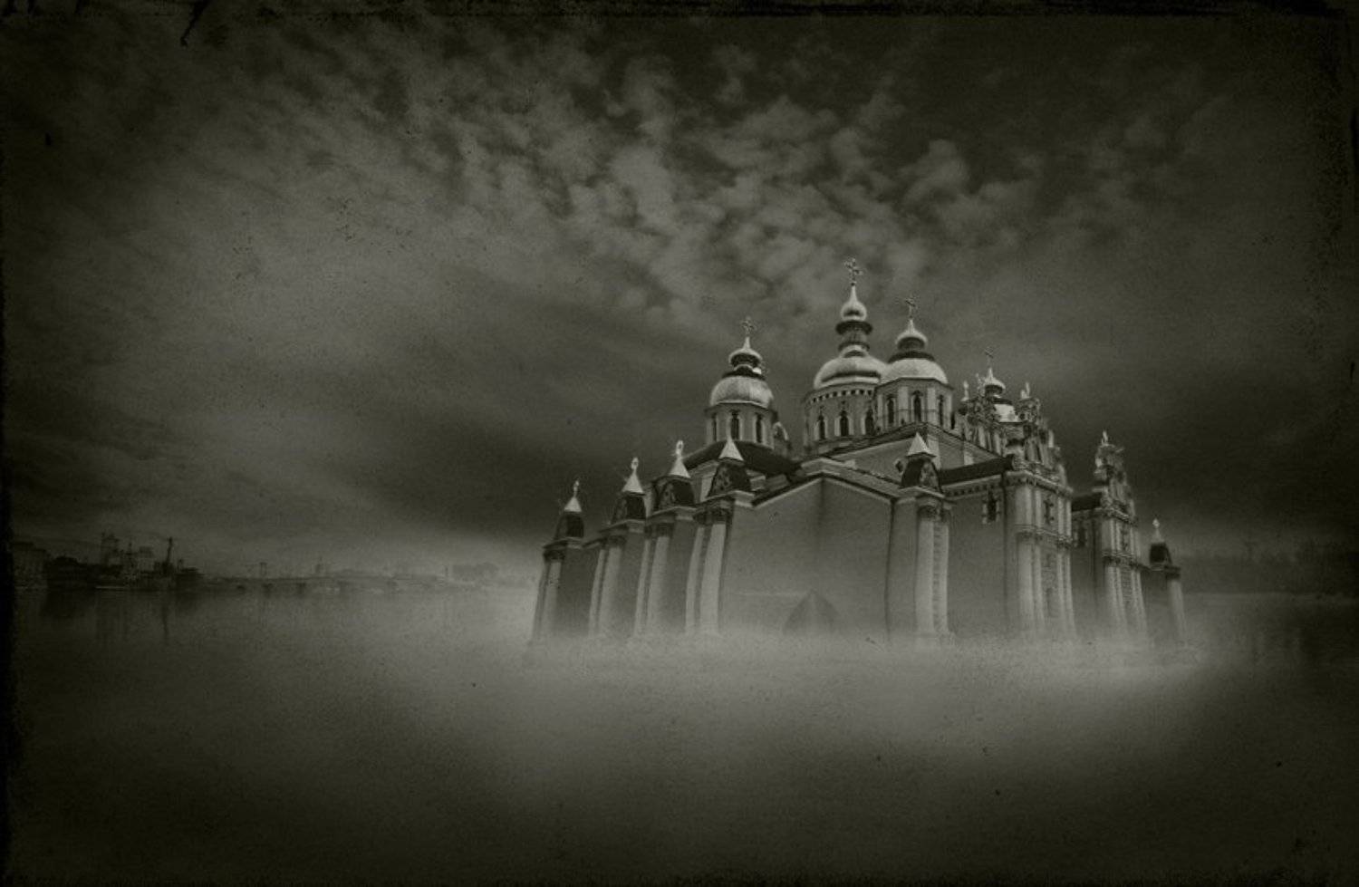 михайловская церковь, набережная, киев, коллаж, приведение, Garin Alexey