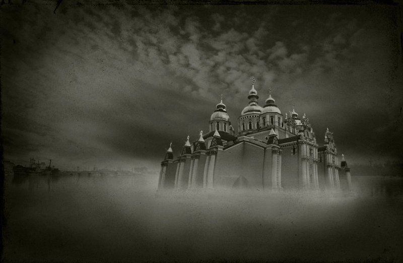 михайловская церковь, набережная, киев, коллаж, приведение Эхо... фото превью