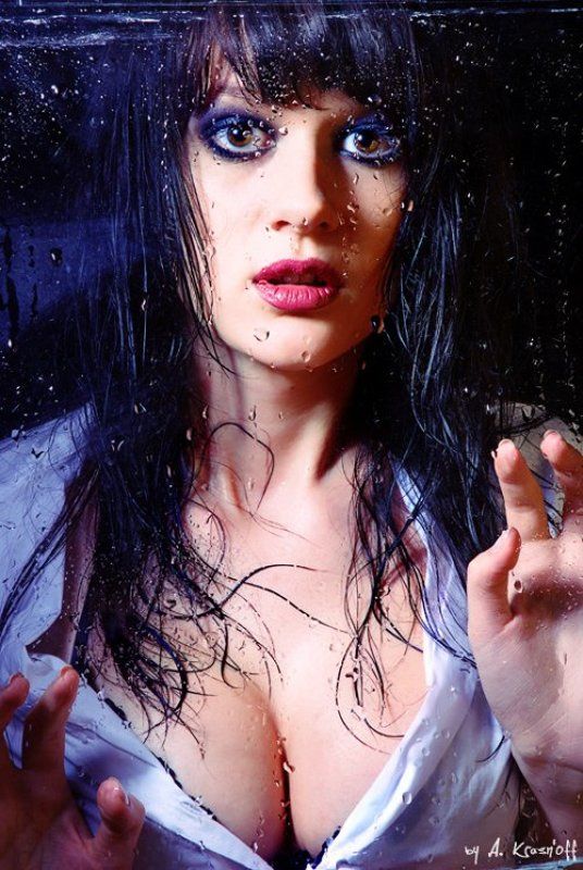 девушка, глаза, капли, дождь, стекло Дождь.... фото превью