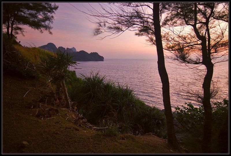 таиланд,закат,скалы,море,остров,пи пи дон Вечер в розовом фото превью