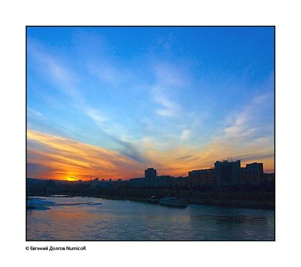 закат, солнце, красноярск, город, река, енисей, вод, облока, Евгений Долгов NumicoR