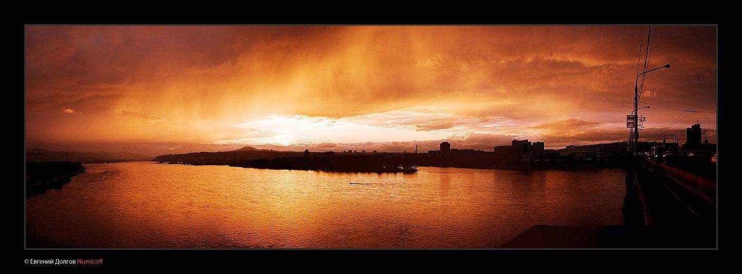 закат, солнце, красноярск, город, река, енисей, вод, облока, Евгений Долгов NumicoR